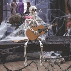 Budget π₯ 16" Guitar Playing Skeleton Halloween Decoration π